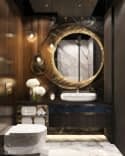 Contrasting porcelain stoneware in the guest bathroom