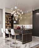 A striking kitchen and bar area