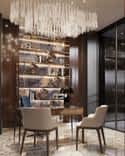 Our custom-designed Brizo shelving is adorned with Brazilian quartzite
