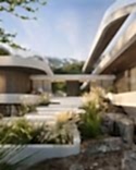 Transparent entrance hall that unites main and guest wings