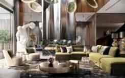 Interior of a villa in Dubai with bright accents