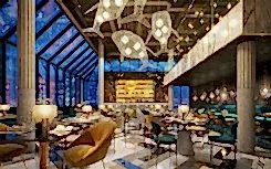 Interior design of modern restaurant Mr&Mrs Fish