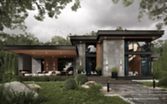 Architectural project of a single-storey private house in modern style